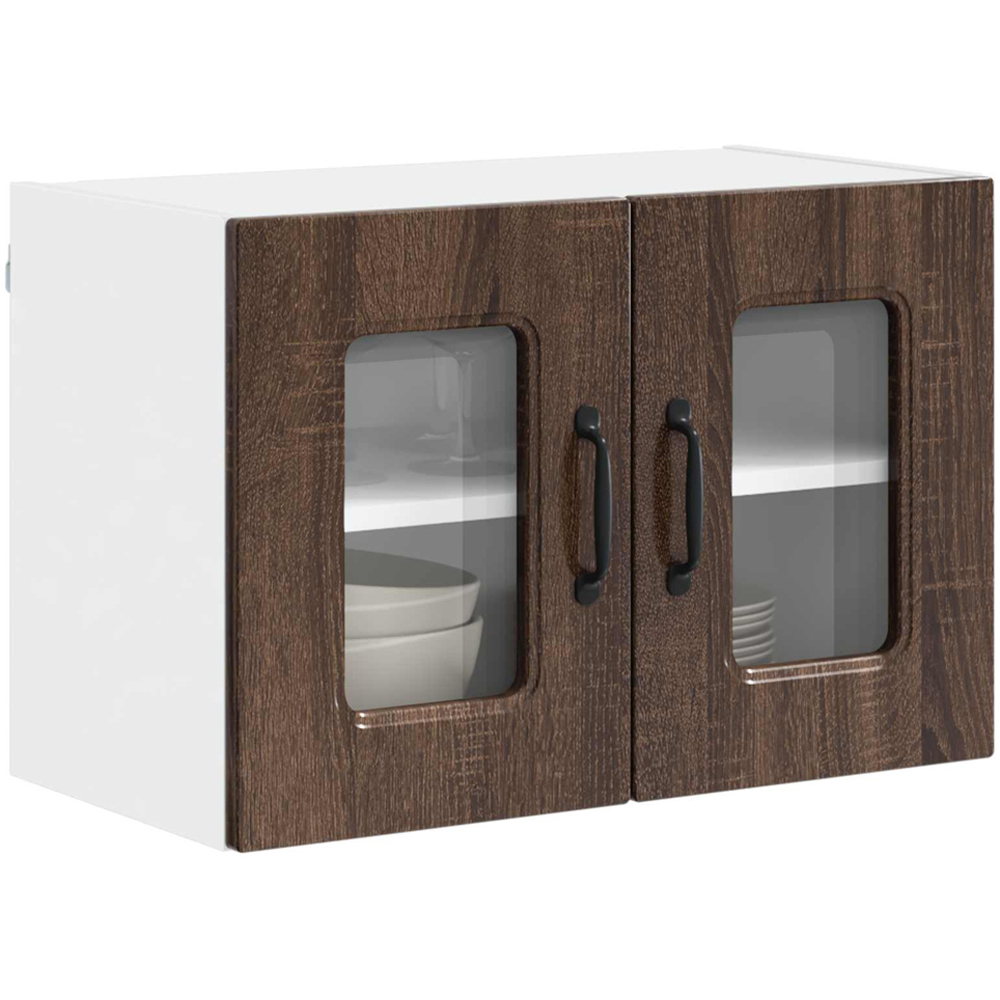 vidaXL Kalmar 2 Door Brown Oak Wall Kitchen Cabinet 2 Pack Image 3