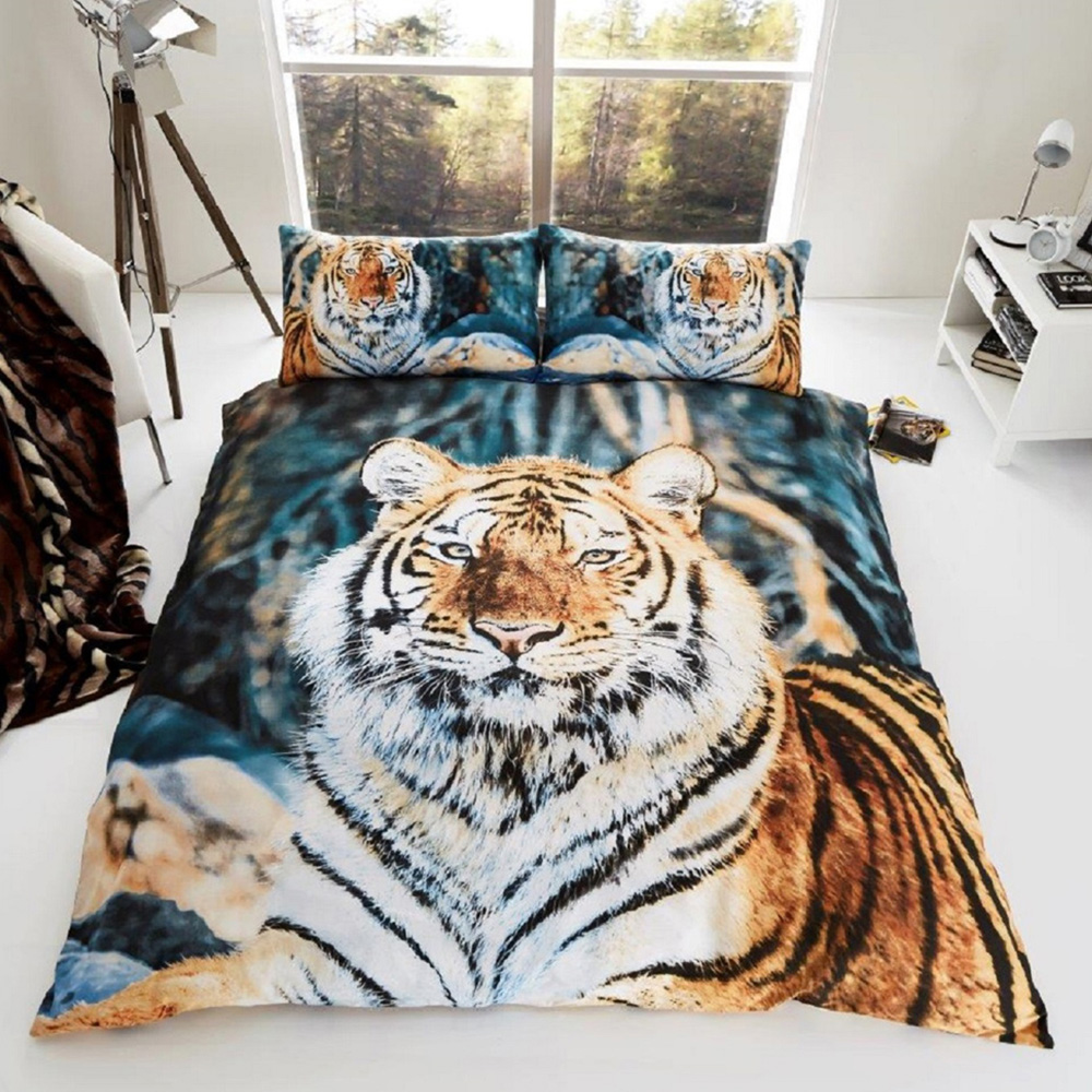 Smart Living King Size 3D Tiger Print Duvet Cover Set Image 1