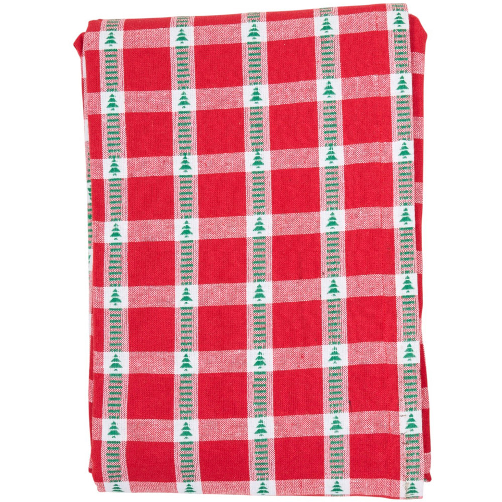 Checkered Tree Tablecloth Red Image 2