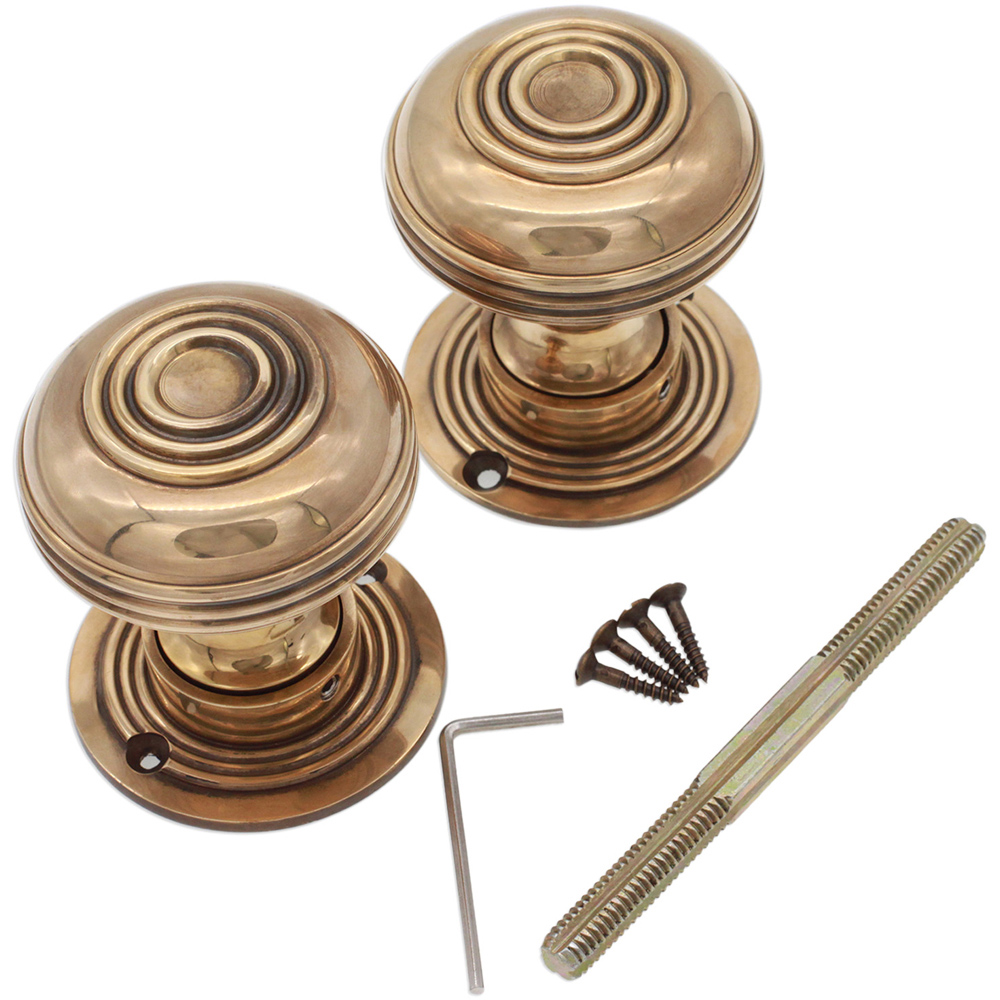 Spira Brass Aged Brass Bloxwich Large 60mm Rim and Mortice Door Knob 2 Pack Image 4