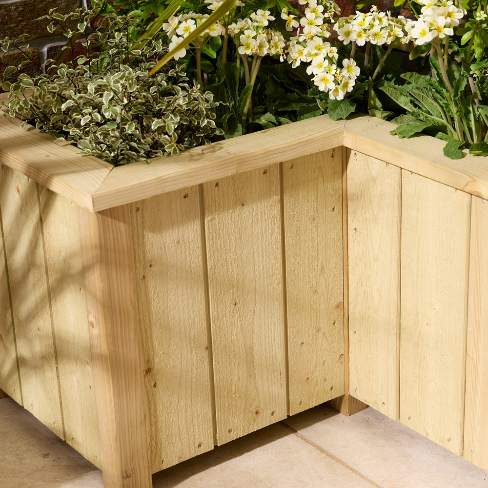 Rowlinson Signature Heritage Natural Wooden Garden Corner Planter 42 x 78.5 x 78.5cm Image 4
