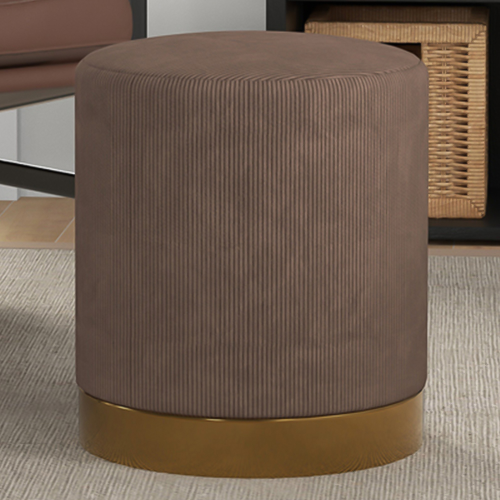 Portland Light Brown Round Footstool Image 1