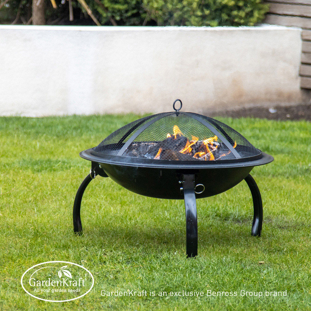 GardenKraft Black BBQ Grill and Firepit Image 3