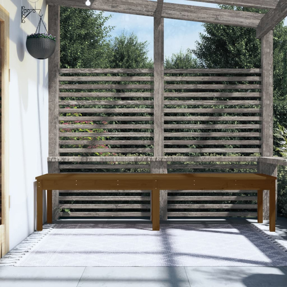 vidaXL Honey Brown Solid Pine Wood Slatted Garden Bench 203.5 x 44 x 45cm Image 7