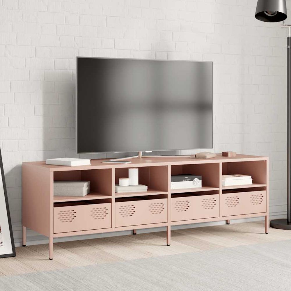 vidaXL 4 Drawer 4 Shelf Pink Steel Industrial Style TV Cabinet Image 7