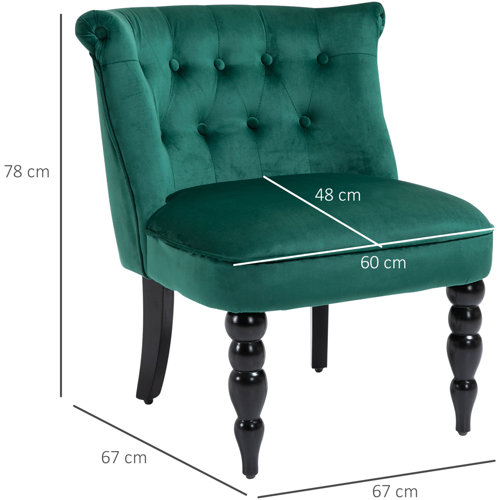 HOMCOM Green Velvet Button Tufted Wingback Chair with Rubber Wood Legs Image 8