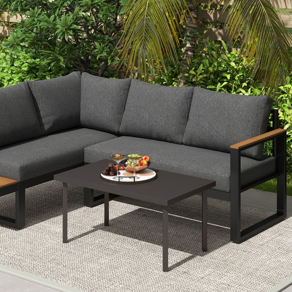 Outsunny Brown Woodgrain Garden Coffee Table Image 3