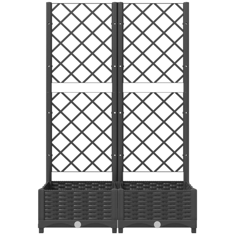 vidaXL Black Polypropylene Raised Garden Planter with Trellis 80 x 40 x 121.5cm Image 3