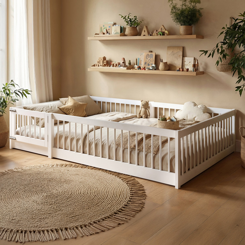 Flair Imogen Small Double White Montessori Toddler Floor Bed Image 1