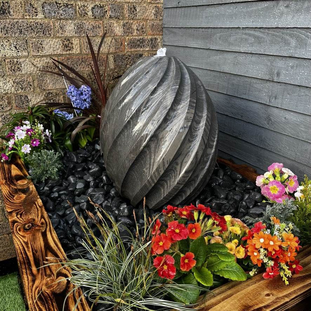 Tranquillity Black Sandstone Pine Mains Powered LED Water Feature 50cm Image 2