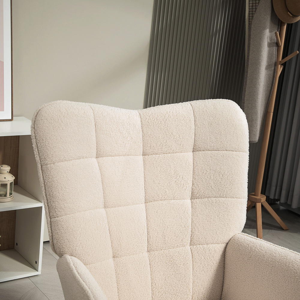 Portland Cream and White Upholstered Tufted Wingback Armchair with Seat Padding Image 3