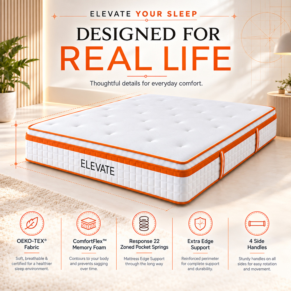 The Sleep People King Size 1000 Pocket Spring and Memory Foam Mattress 10 inch Image 7