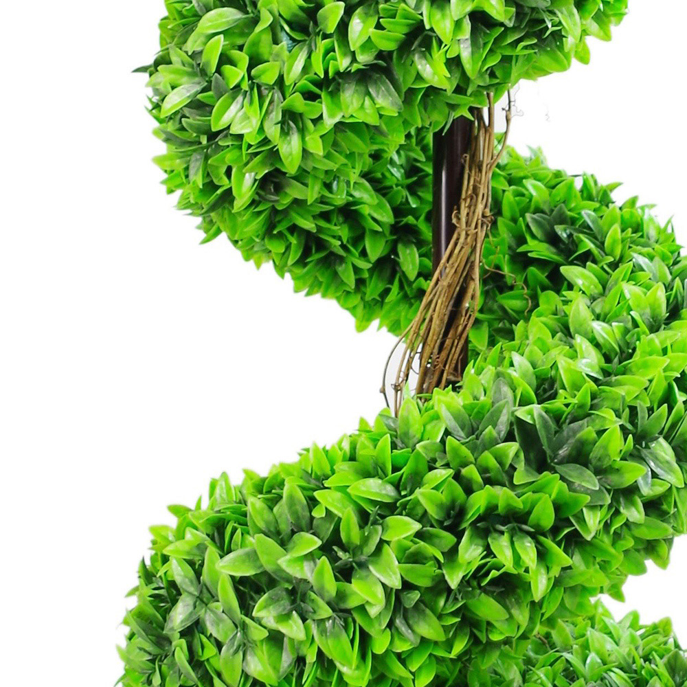 Leaf Artificial Green Large Leaf Spiral Topiary Trees with Decorative Planters 90cm 2 Pack Image 3