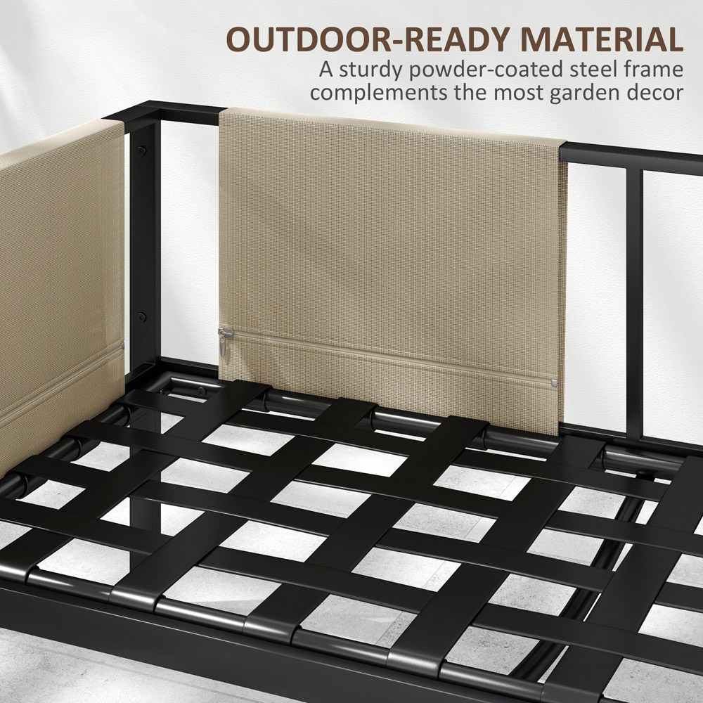 Outsunny 4 Seater Khaki Garden Sofa Set with Tempered Glass Coffee Table Image 8