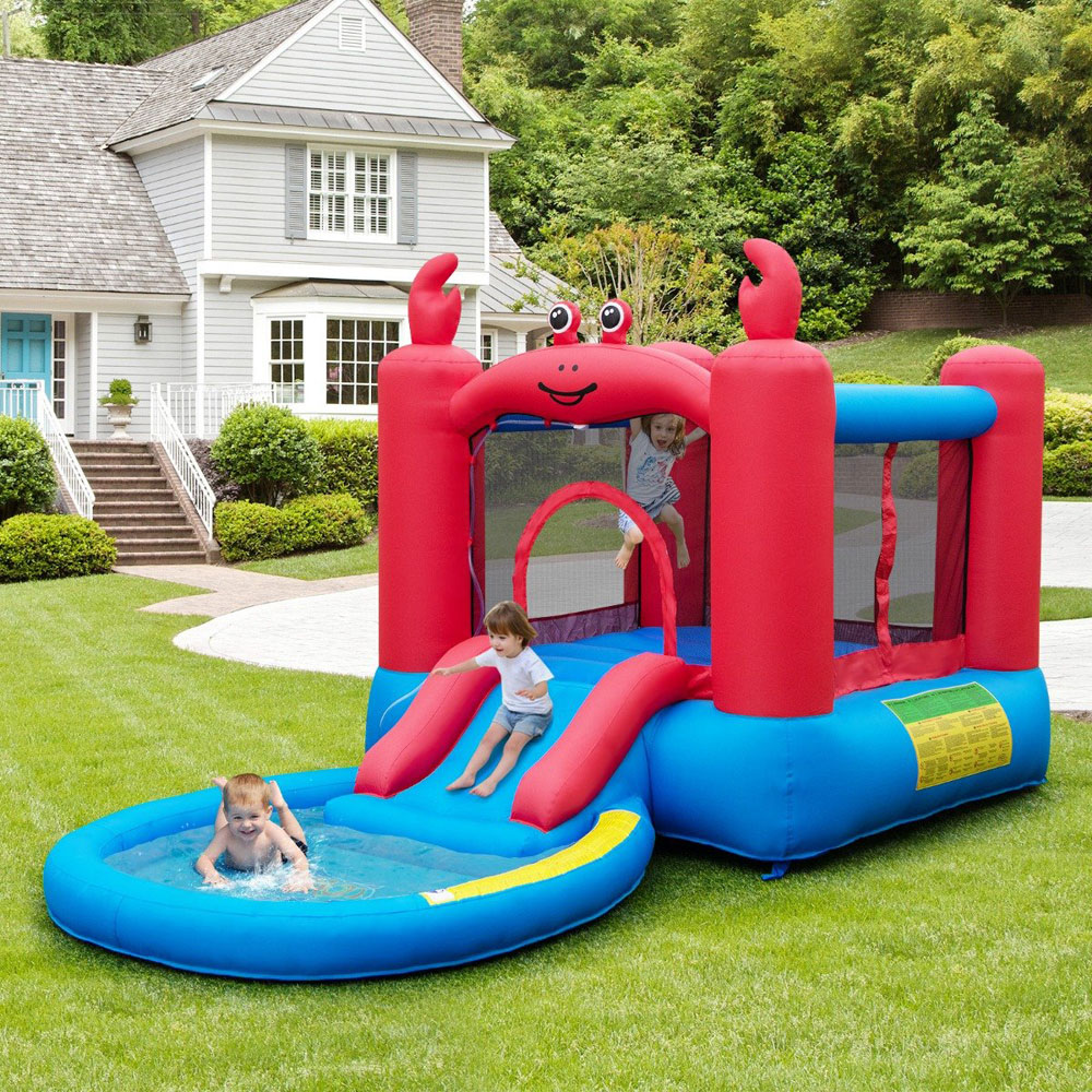 Costway Inflatable Red Crab Themed Water Slide Park Image 2