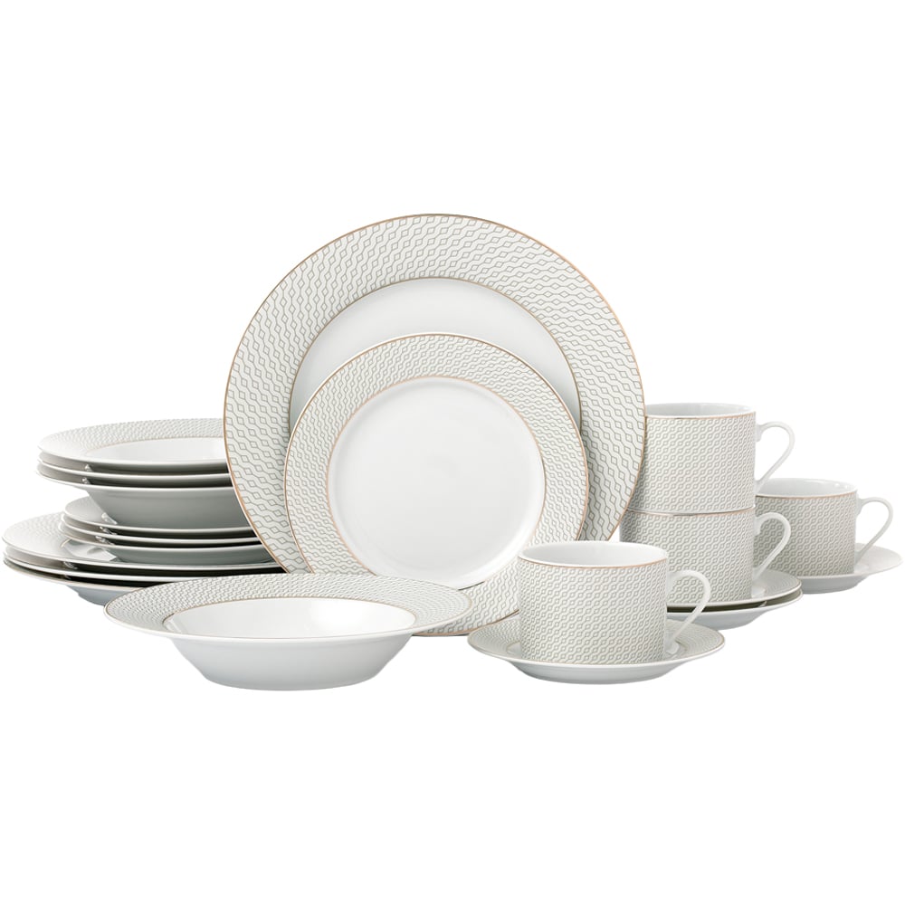 Waterside Premium Diamond White 20 Piece Dinner Set Image 1