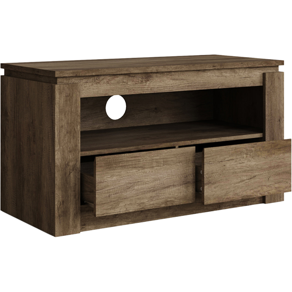 GFW Canyon 2 Drawer Single Shelf Oak TV Unit Image 6