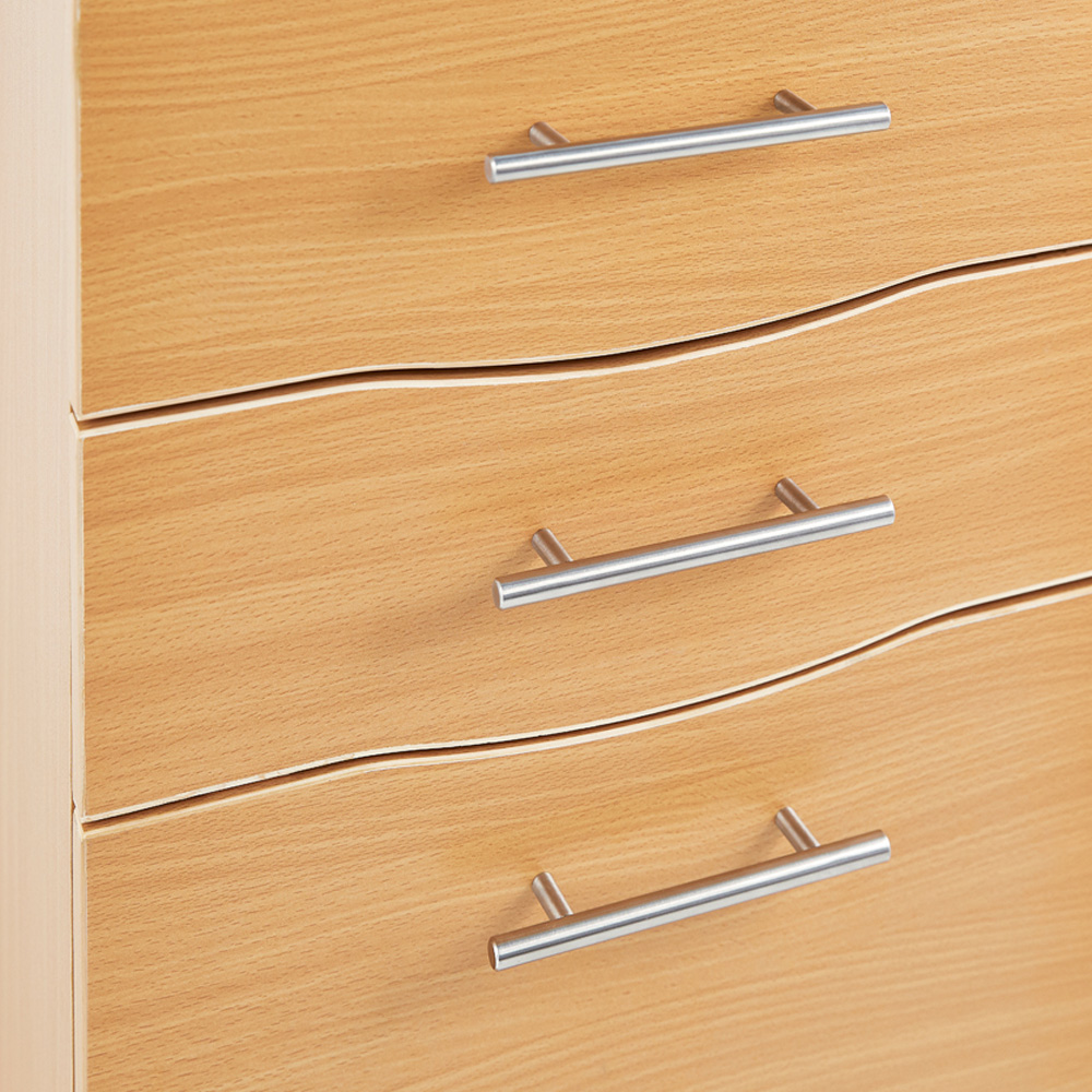 MMT Furniture Designs 3 Drawer Beech Wooden Lockable Short Filing Cabinet Image 6