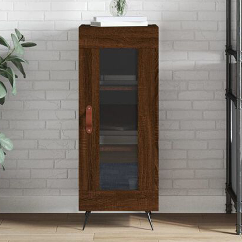 vidaXL Single Glass Door Brown Oak Sideboard Image 1