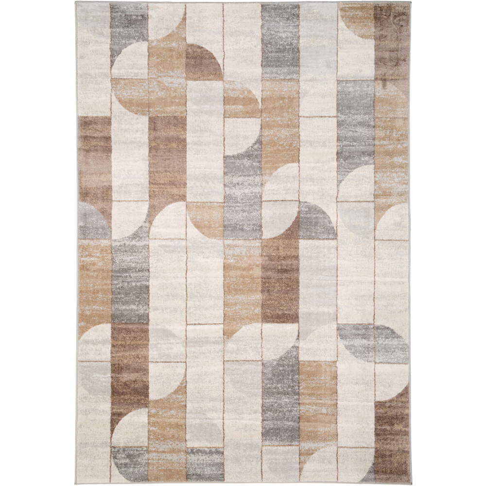 Kukoon Neutral and Beige Retro Geometric Rug 230 x 160cm Image 1