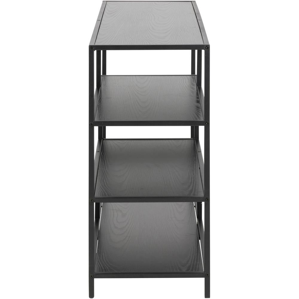 Florence Seaford 4 Shelf Black and Oak Metal Wide Bookcase Image 4