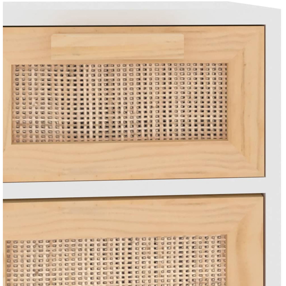 vidaXL 2 Door 2 Drawer White and Natural Rattan Solid Pine Wood Sideboard Image 6