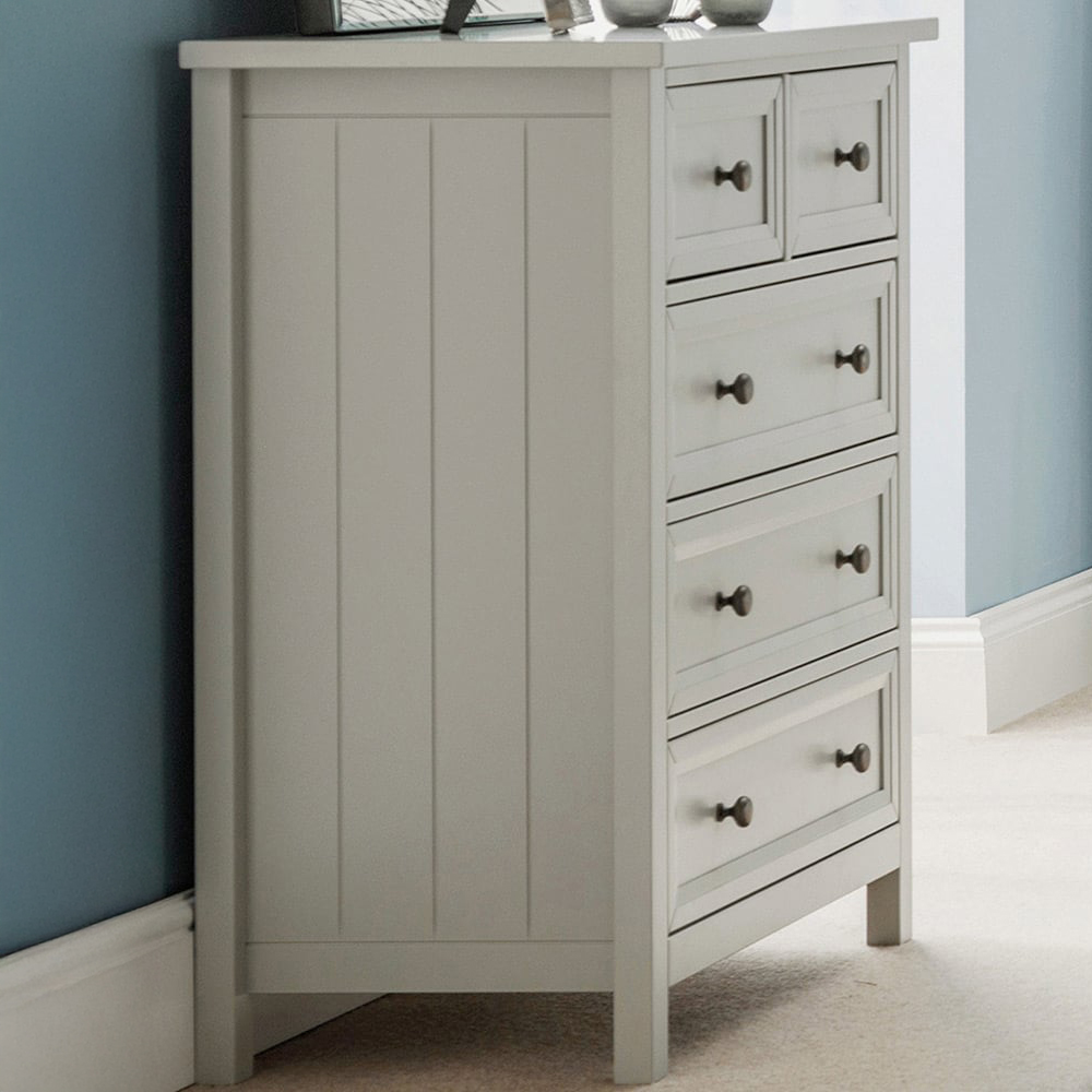 Julian Bowen Maine 5 Drawer Dove Grey Chest of Drawers Image 1