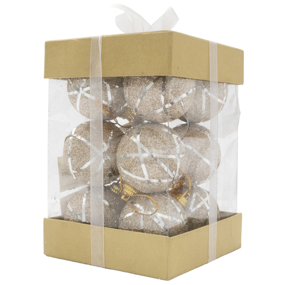 Shatchi Silver Glittered Soft Foam Shatterproof Bauble 12 Pack Image 1