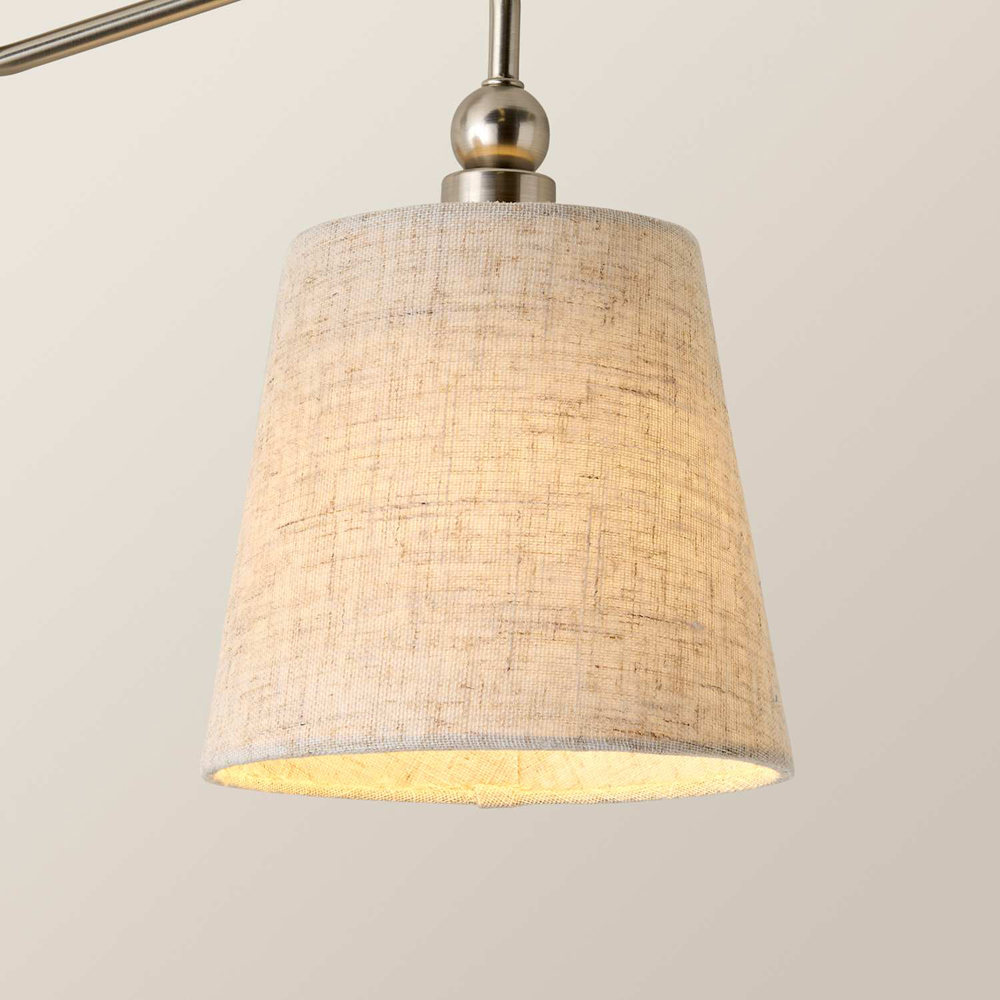 ValueLights Maggie Brushed Chrome 3-Arm Chandelier Ceiling Light with Tapered Shade and Bulb Image 4