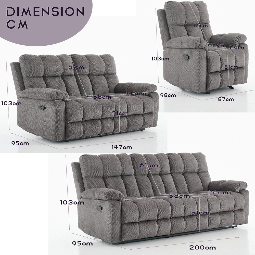 Furniture One 6 Seater Manual Recliner Sofa Set Image 9