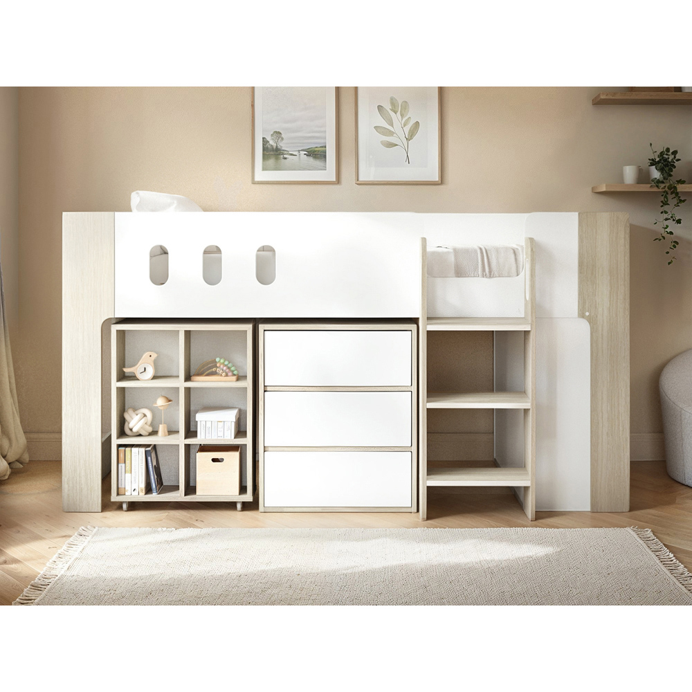 Flair Willow White and Oak Mid Sleeper Bed with Desk and Storage Image 4
