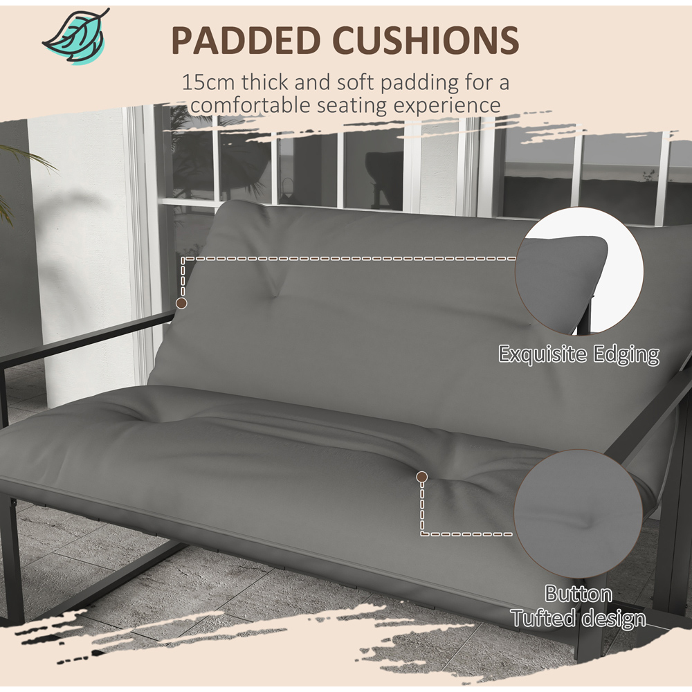 Outsunny 4 Seater Grey Sofa Lounge Set Image 4
