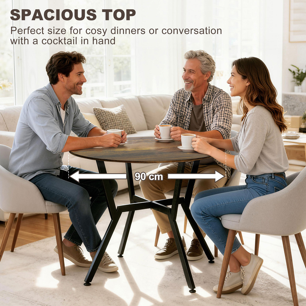 Portland 2 Seater Rustic Brown Wood Effect Small Dining Table Image 6