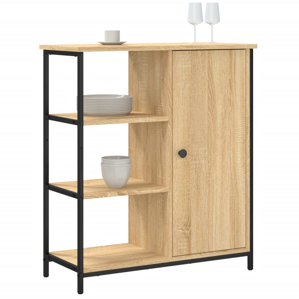vidaXL Single Door 3 Shelf Sonoma Oak Sideboard Image 3