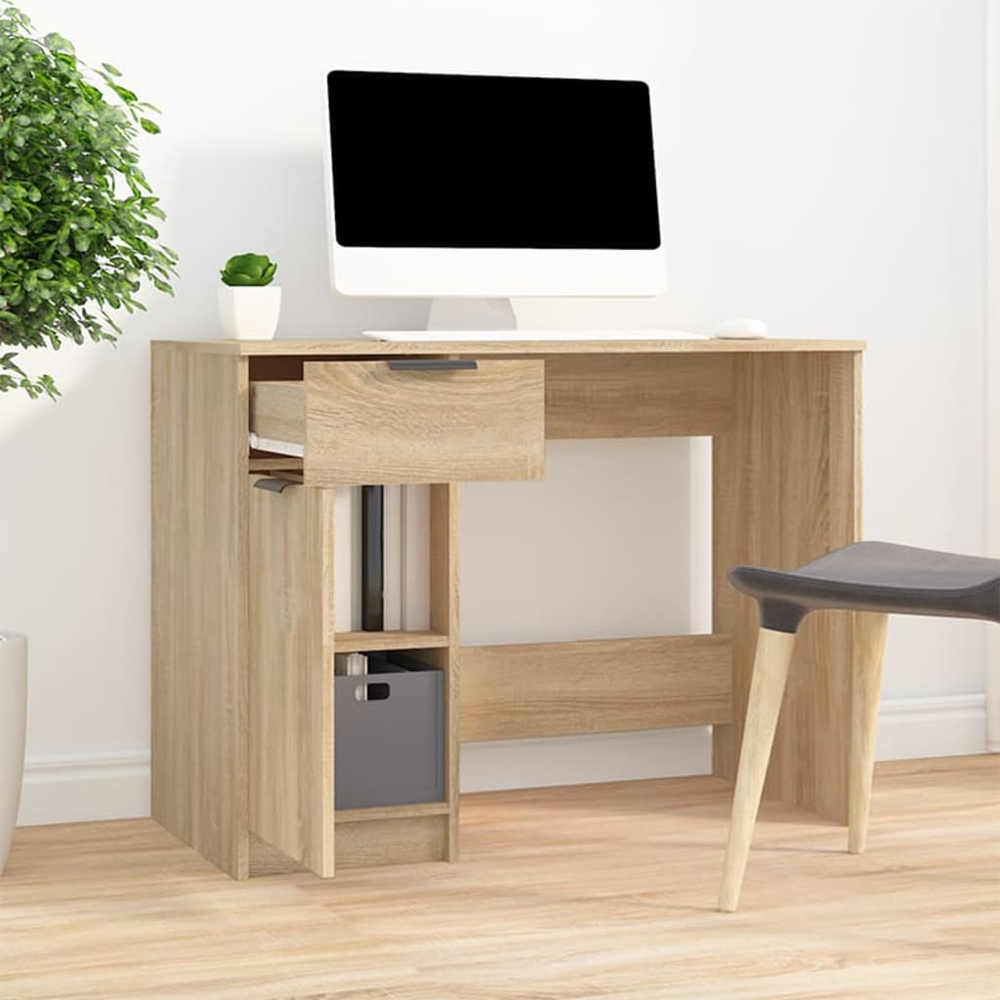 vidaXL Single Door Single Drawer Computer Desk Sonoma Oak Image 6