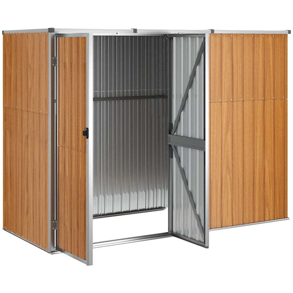 vidaXL 7.4 x 2.9ft Brown Galvanised Steel Pent Garden Tool Shed Image 4
