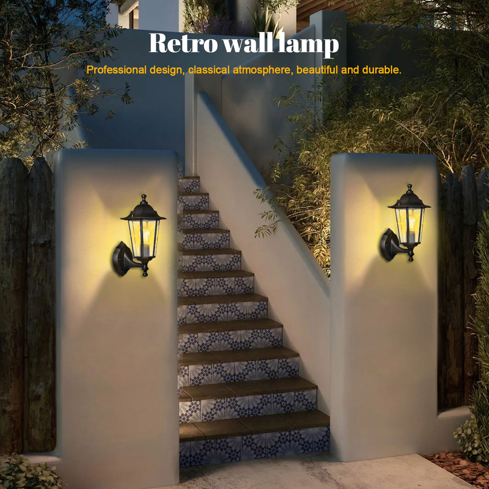 ExtraStar Black Metal Candle Bulb Lantern Garden Wall Light Image 2
