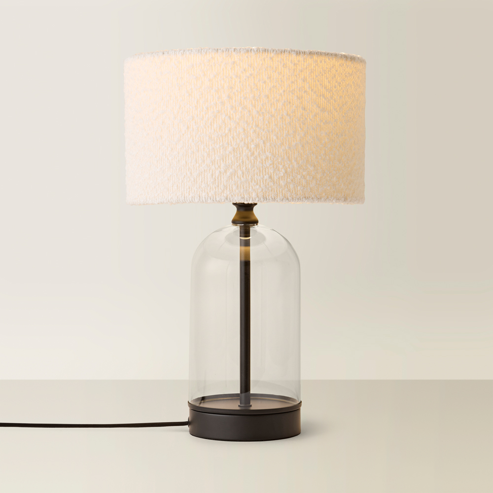 ValueLights Jessy Black and Cream Boucle Shade Glass LED Table Lamp Image 3