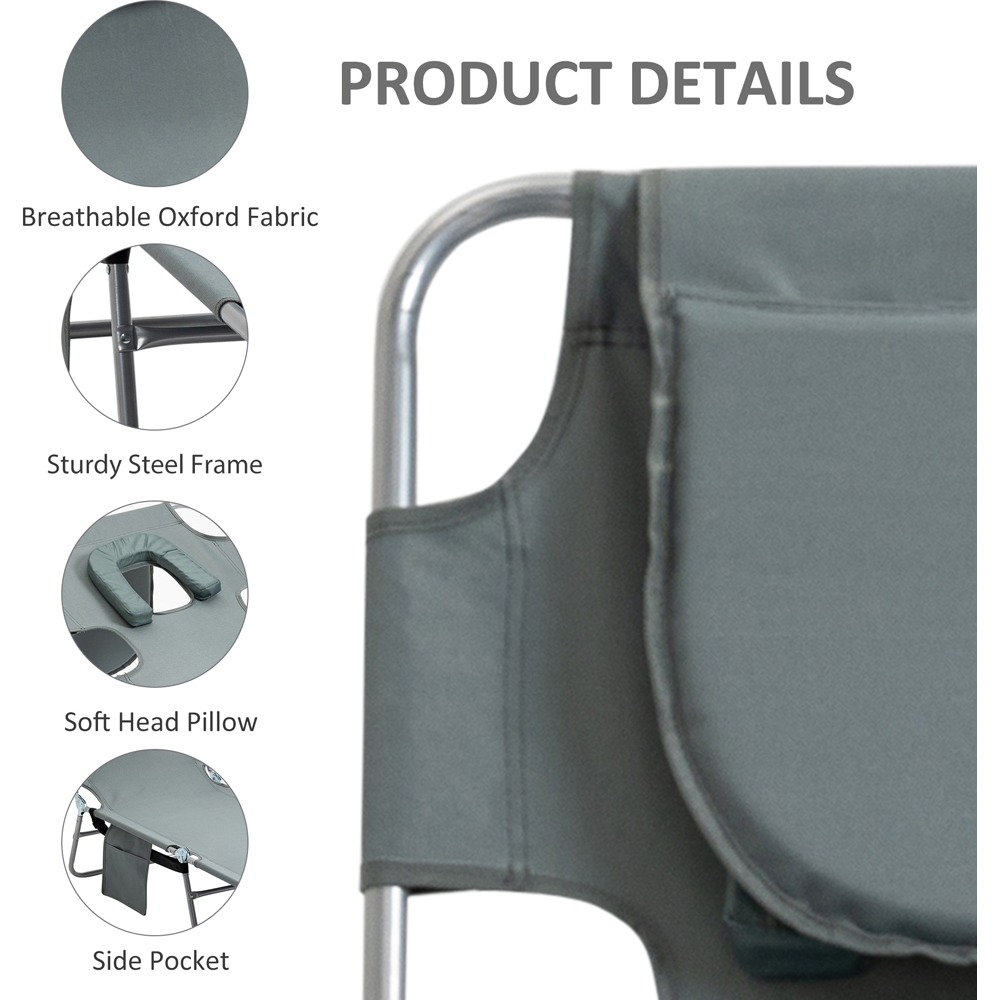 Outsunny Grey 5 Position Sun Lounger Image 6