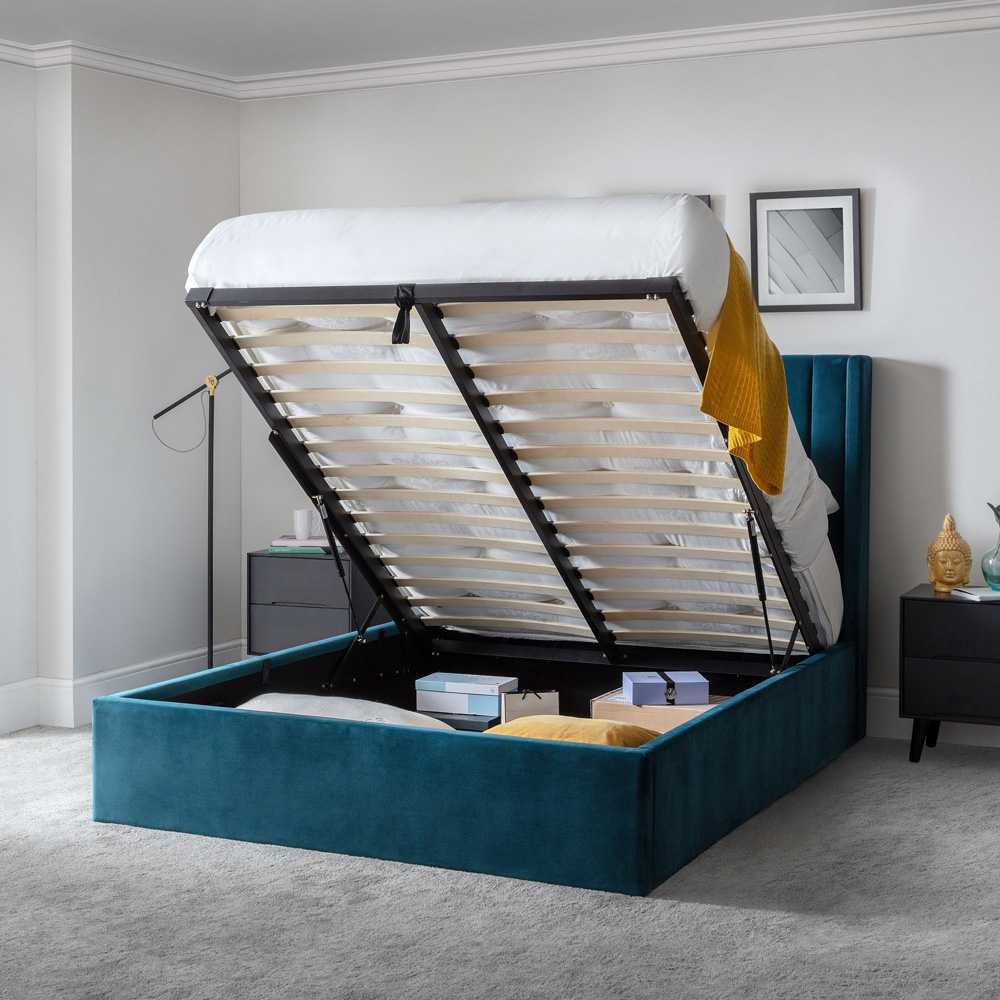 Julian Bowen Langham Super King Teal Storage Ottoman Bed Image 9