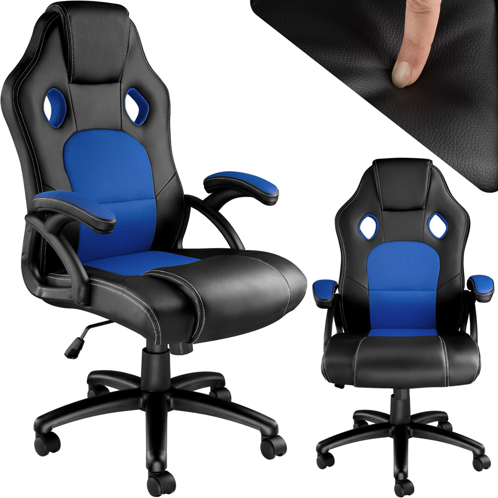 tectake Tyson Black and Blue Gaming Chair Image 2