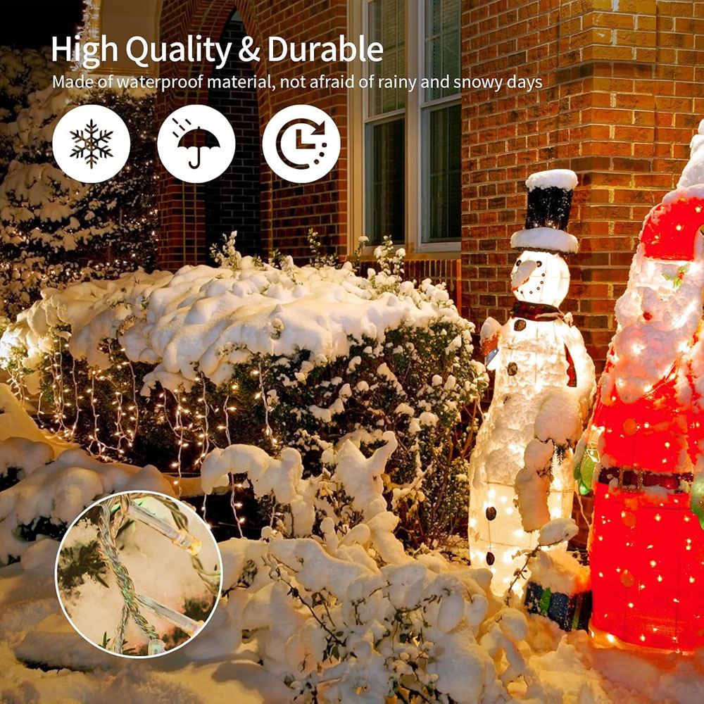 Shatchi 100 Warm White LED Multifunction Clear Cable Outdoor String Fairy Light 10m Image 3