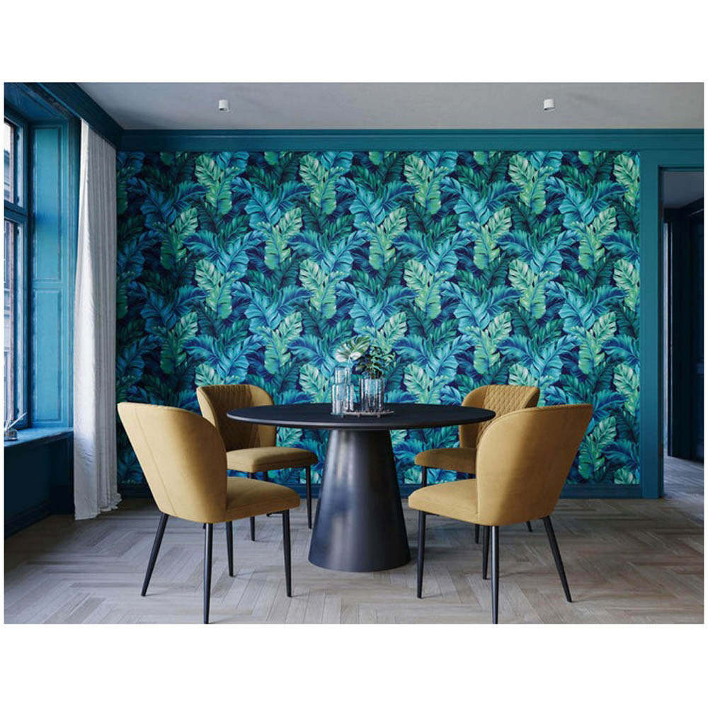 Bobbi Beck Eco Luxury Tropical Jungle Leaf Teal Wallpaper Image 2