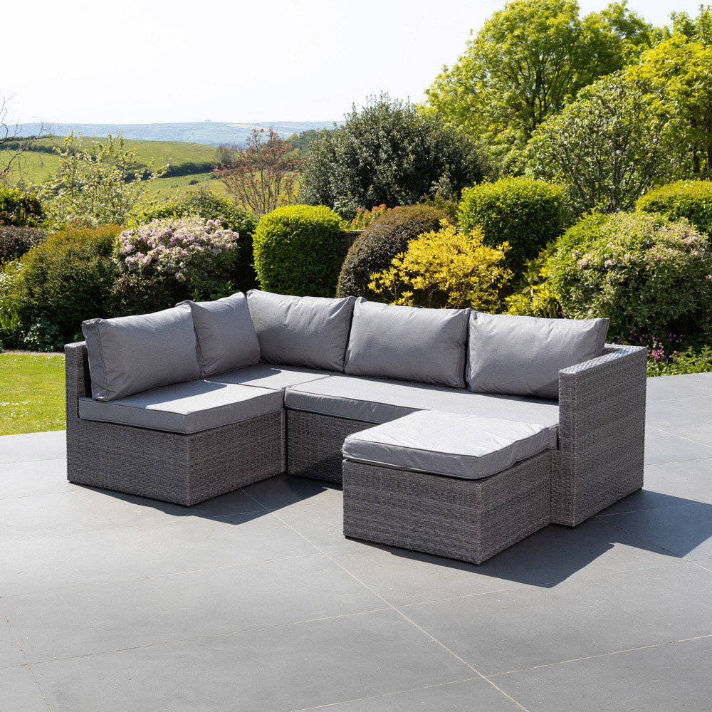 Artemis Home Della 5 Seater Grey Rattan Sectional Garden Corner Lounge Set with Cushion Image 2
