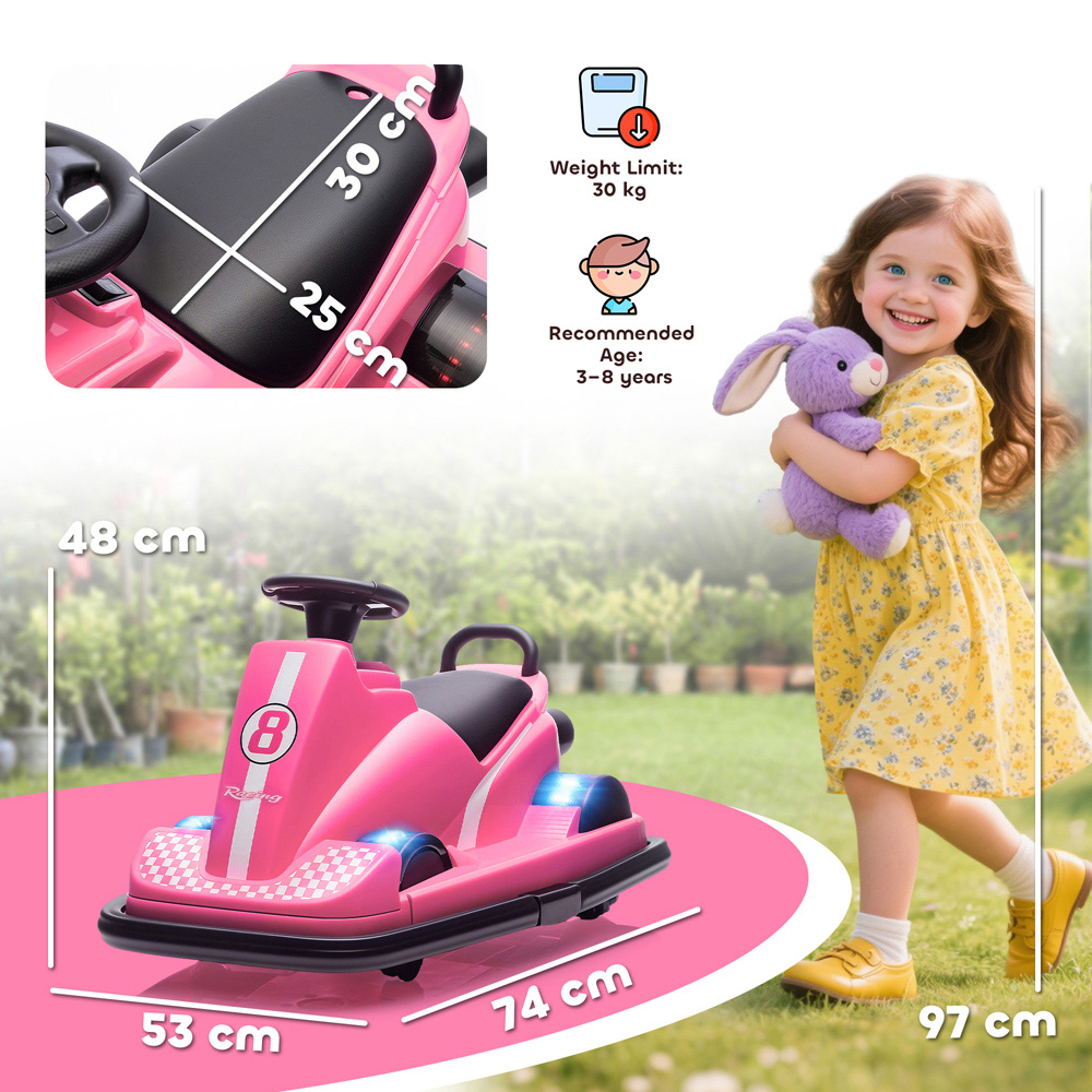 Tommy Toys Kids Pink 360 Degree Rotating Electric Bumper Car with LED Image 9