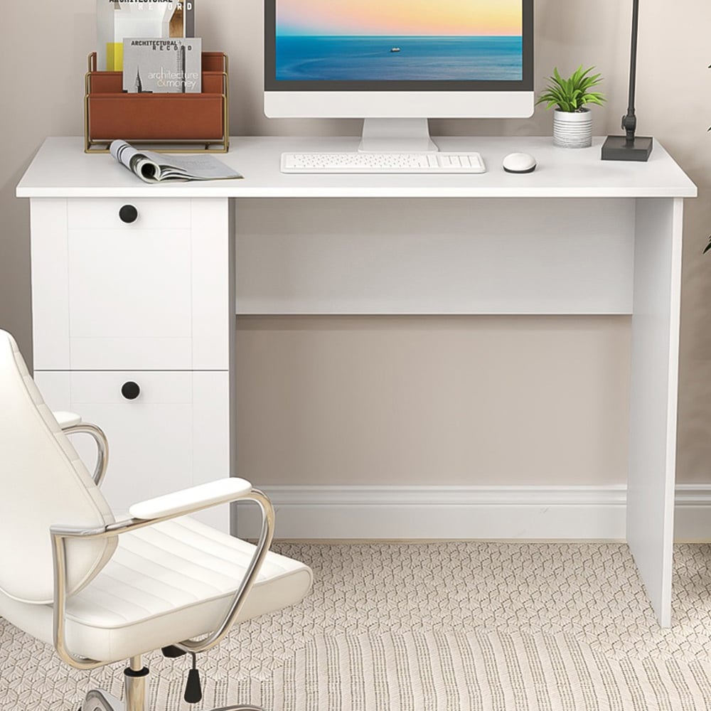 Costway 2 Drawer Computer Desk White Image 1