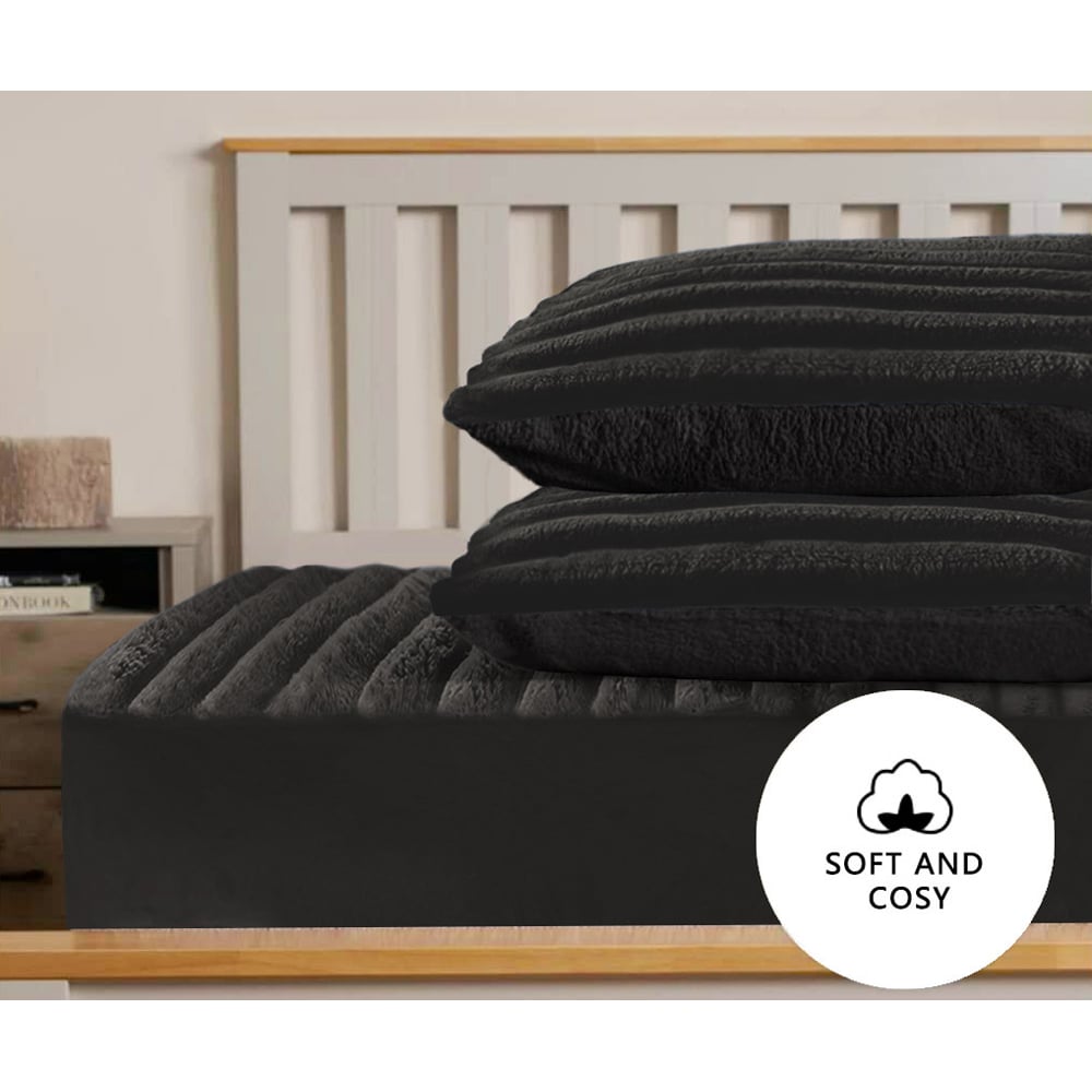 Velosso Black Jumbo Cord Pillowcase 2 Pack Image 2