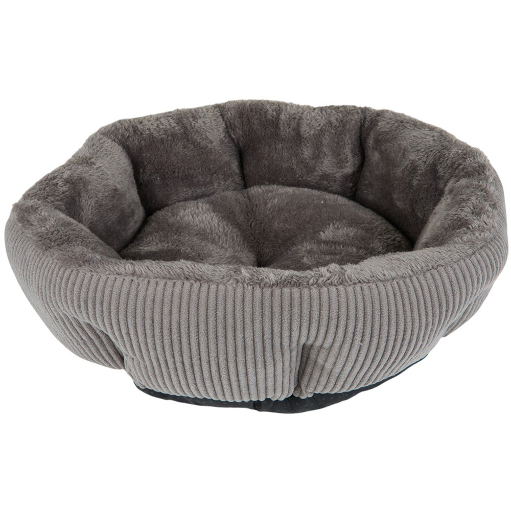 Round Corduroy Pet Bed Grey Small Image 4