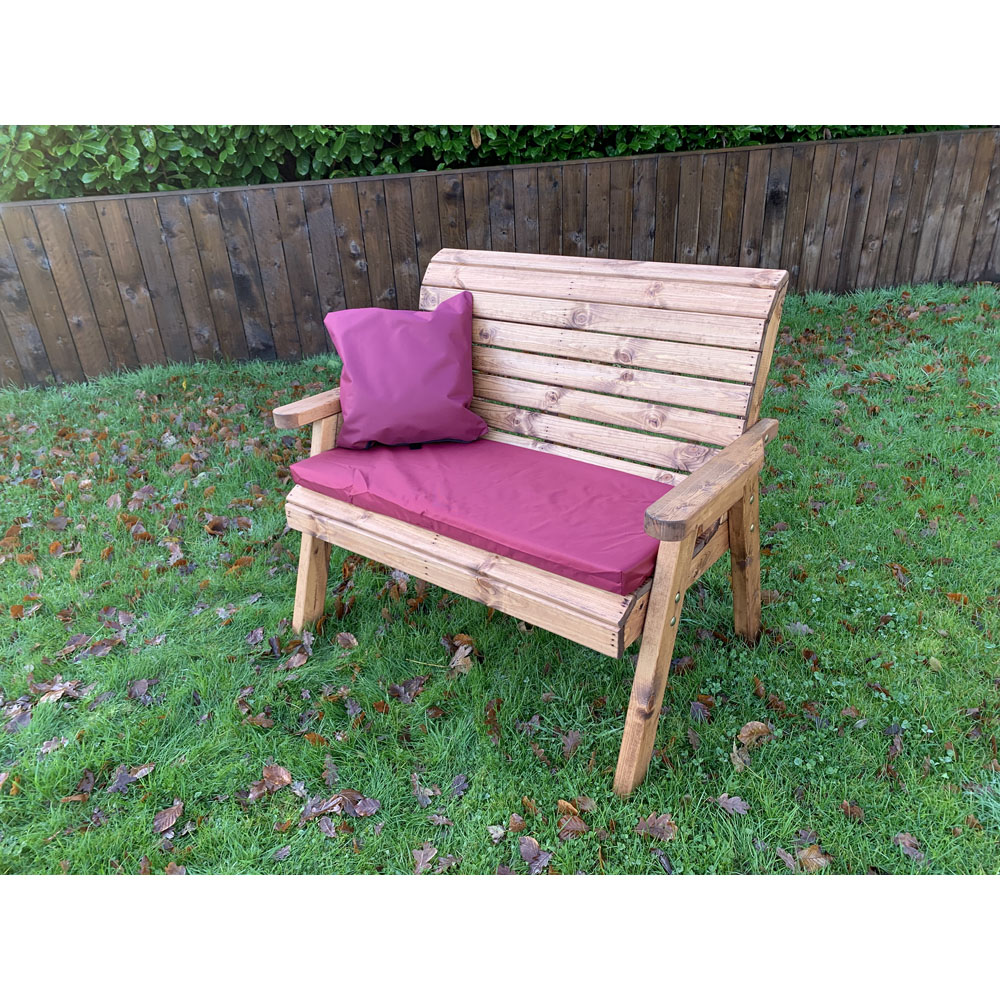Charles Taylor 2 Seater Traditional Bench with Red Cushions Image 5