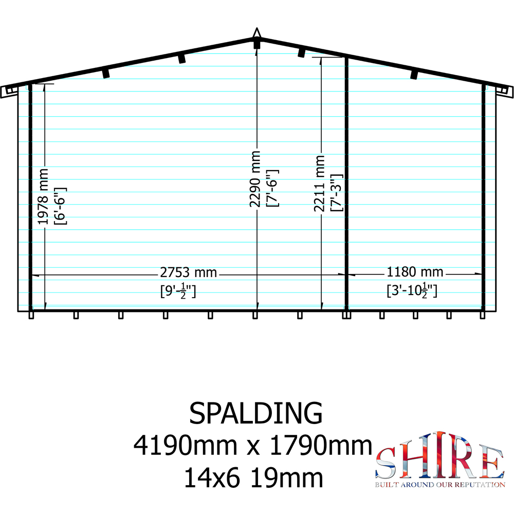 Shire Spalding 14 x 6ft Dual-Purpose Apex Garden Log Cabin with Integral Storage Image 7